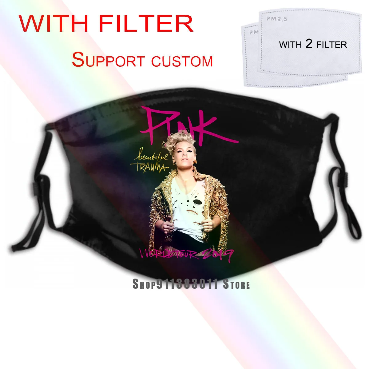 P Nk розовая Красивая травма мировое турне Merch 2019 музыкальная маска Женский | Мужские маски-балаклавы -1005002071083987