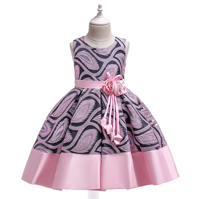 

Autumn 2021 girls flower jacquard fabric sleeveless long skirt girls dress children party dress skirt