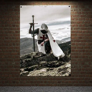 Ancient Combat Legion Posters Wall Hanging Military Art Knights Templar Armor Banners Flag Canvas Painting Background Wall Decor