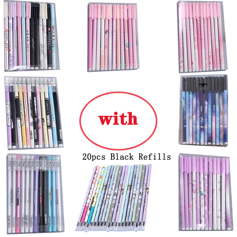 12 шт./компл. Kawaii студенческие гелевые ручки с милым рисунком канцелярские простые