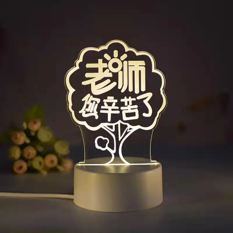 

Светодиодный ночсветильник 3D, настольная лампа с USB, подарок учителю, украшения для спальни и дома, 7 цветов на выбор
