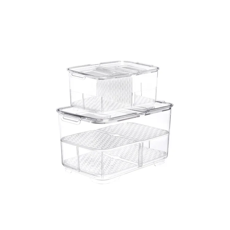 

Refrigerator Food Storage Containers with Lids Kitchen Storage Seal Tank Plastic Separate Vegetable Fruit Fresh Box Stackable