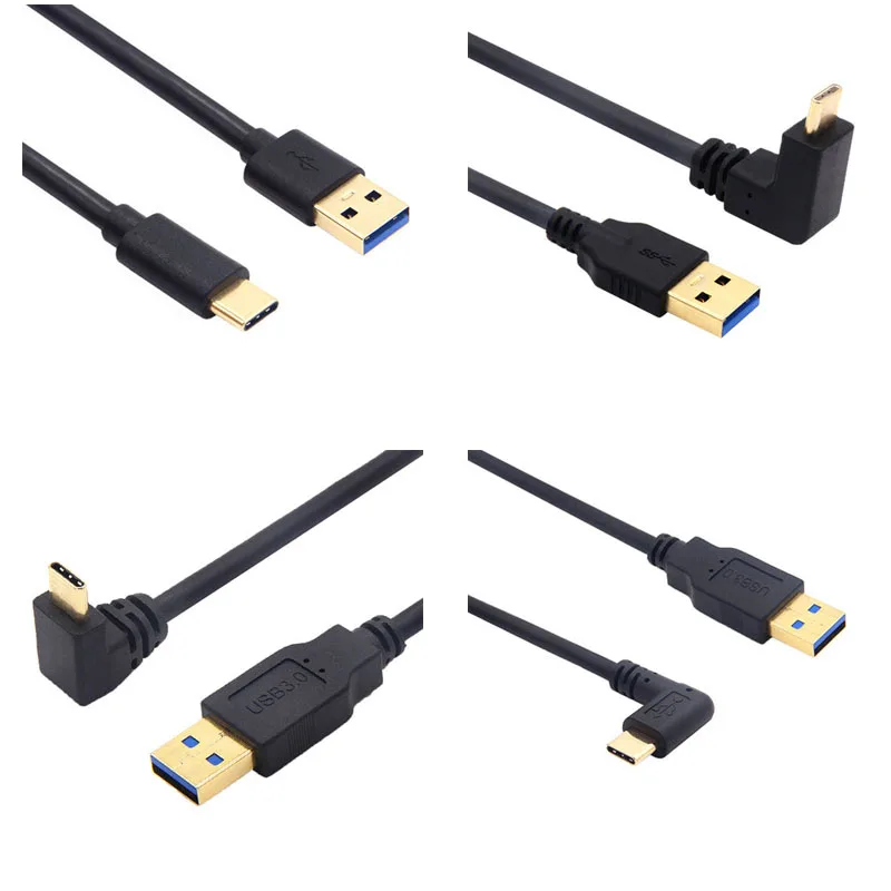 

Type-C elbow to USB3.0 male straight data cable 90 degree right angle 10G charging data cable 0.25m 0.5m 1.5m 1m For Charger