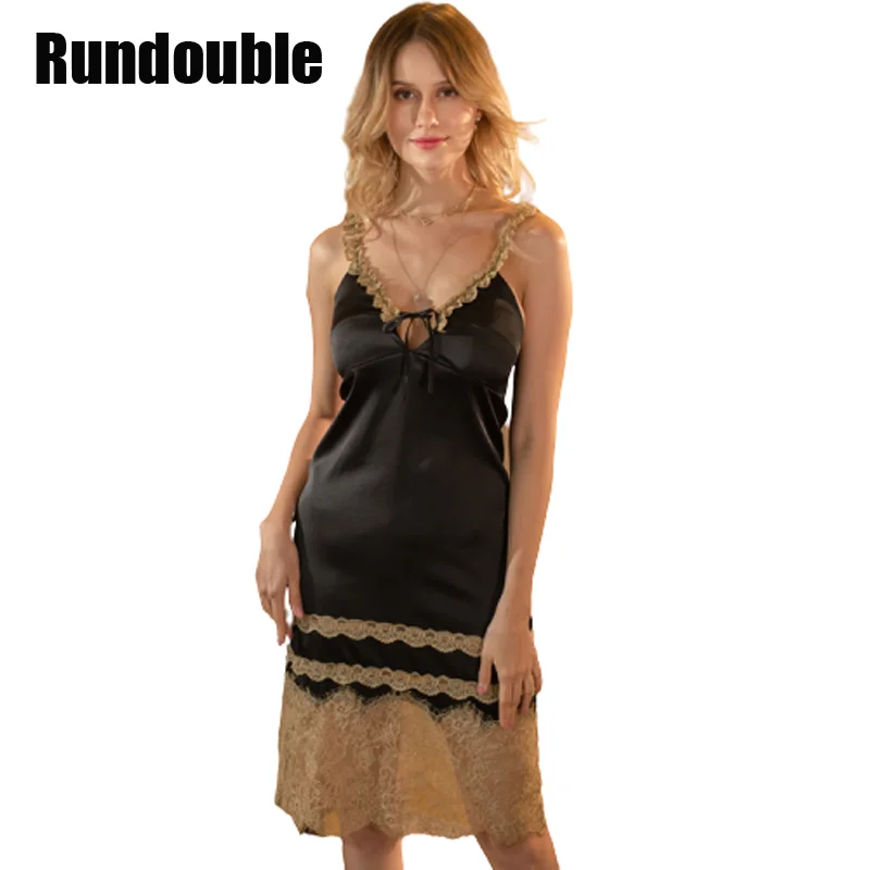 Женская винтажная Пижама с вышивкой, пикантная ночная рубашка с V ...