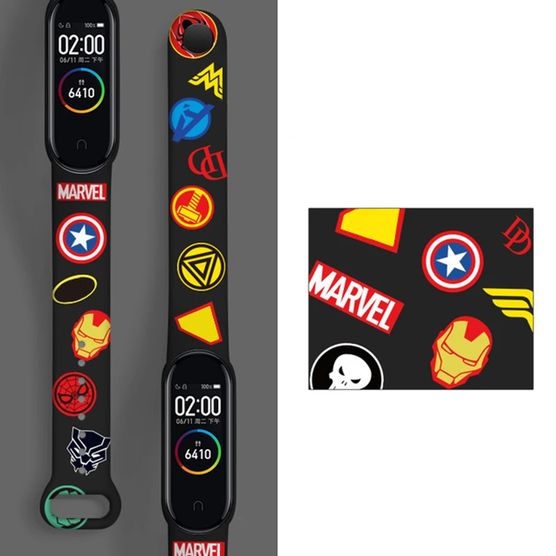 Disney Marvel Stitch Strap for Xiaomi 6 5 4 3 for Mi Band Wrist Strap Star Wars NFC Silicone Wristband Bracelet Replacement