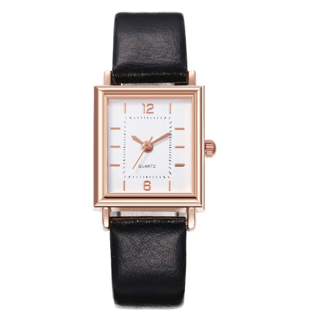 

European Popular Vintage Belt Watch Simple Scale Ladies Fashion Waterproof Quartz Watch Luxury Hot Brand Square Dial Sport Clock