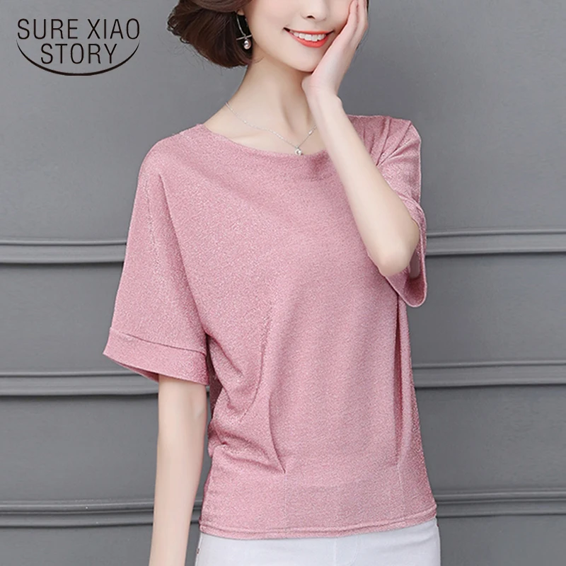 2018 блестящая модная шифоновая блузка женская Повседневная летняя плюс размер