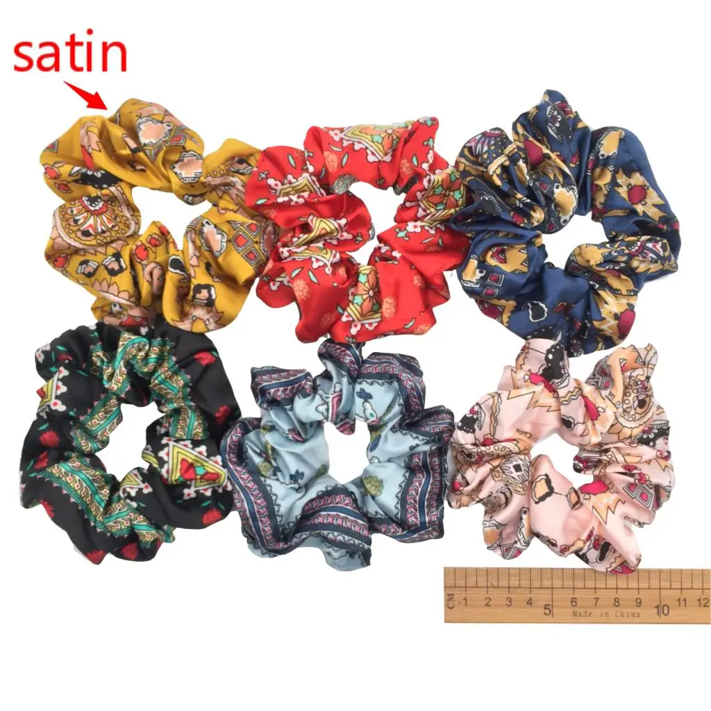 PJ026-6PCS 6 шт/лот Бархатные эластичные резинки для волос, резинки для волос для девочек, не складываются, леопардовые женские большие мелкие блестки из шифона с цветочным рисунком - Цвет: PJ026-6PCS