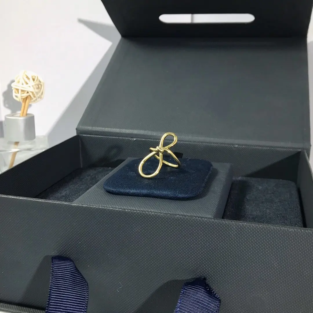 Модный Шарм Посеребренная копия 1:1 Желтый Серебряный Узел Toi Et Moi кольцо для