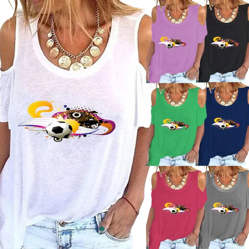 

Женская блузка с открытыми плечами, круглым вырезом и коротким рукавом