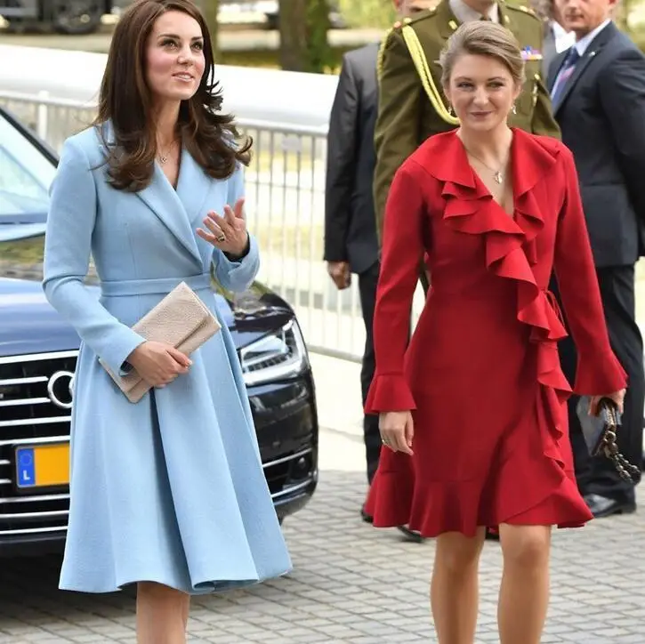 Модные элегантные платья блейзеры для женщин офисная одежда Kate Middleton синее