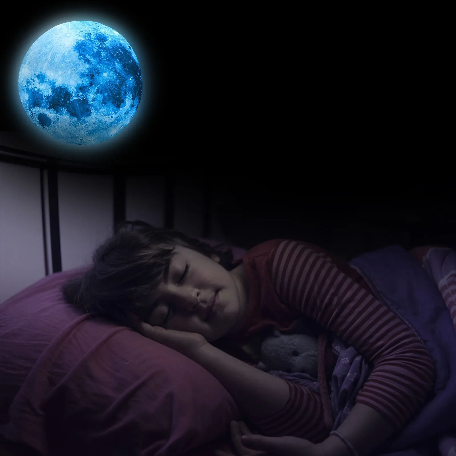 

3D Large Moon Fluorescent Wall Sticker Wallpaper Night Removable Glow In The Dark Sticker Home Decorations 5cm 12cm 20cm 30cm