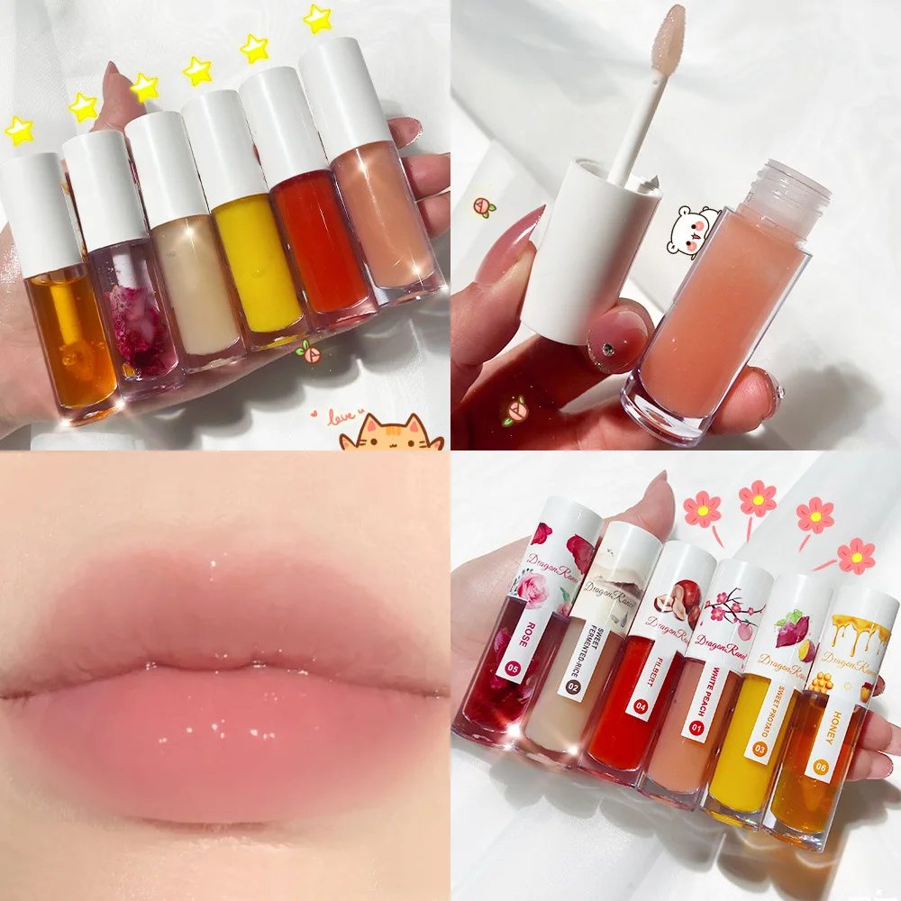 

6 Colors Rose flower lip oil moisturizing glass lip moisturizing female moisturizing colorless lip liquid honey lip gloss