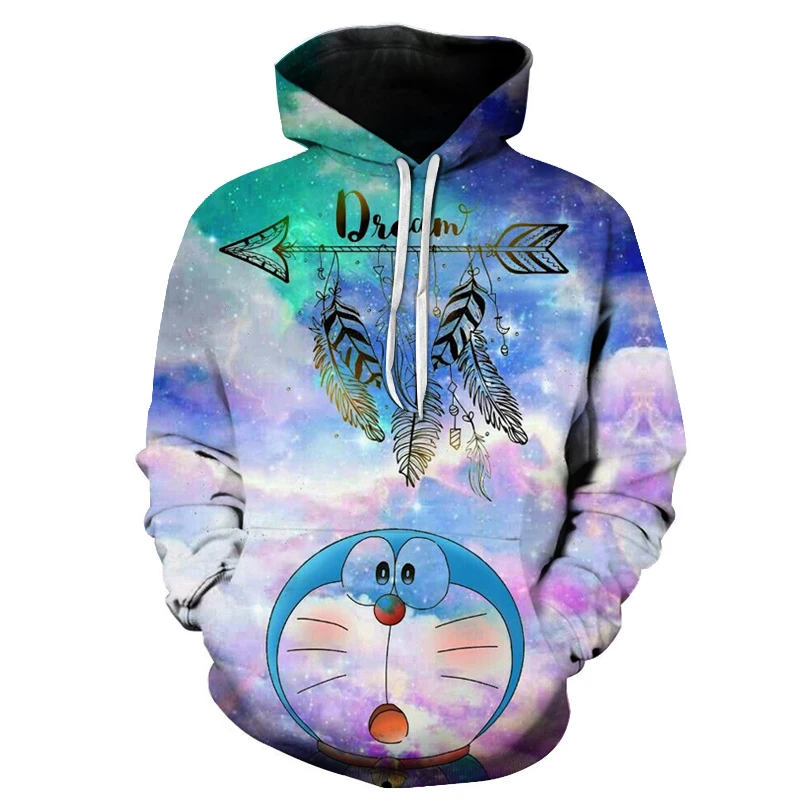 Новинка Harajuku аниме Doraemon Толстовка для мужчин женщин толстовки с принтом 3d