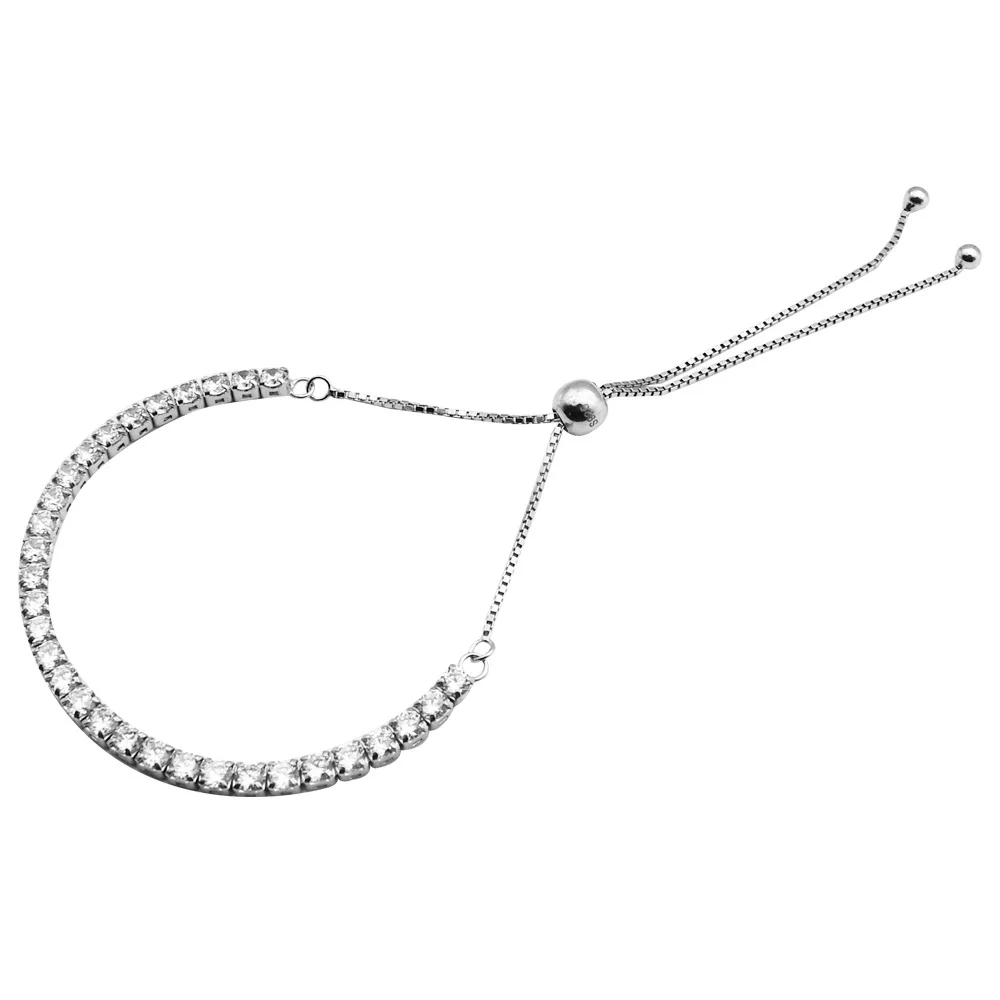 

Fengxiaoling Minimalist Geometric 3mm Zircon Charm Bracelets Light Luxury 925 Sterling Silver Trendy Fine Jewelry For Women 2020