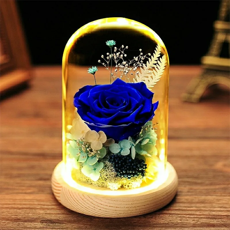 

Eternal Rose in Glass Dome Artificial Eternal Flowers Preserved Roses for Home Wedding Decor Mother Day Valentine Christmas Gift