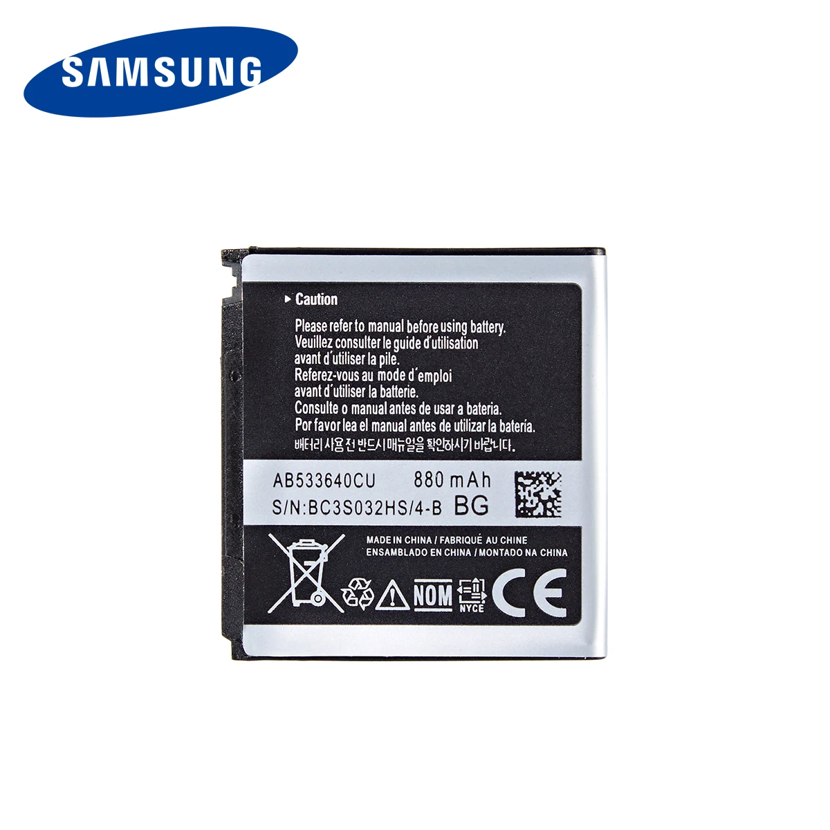 Оригинальный аккумулятор SAMSUNG AB533640CU AB533640CK/CE 880 мАч для Samsung S3600C GT S3600i S6888 S3710 S3930C S3601