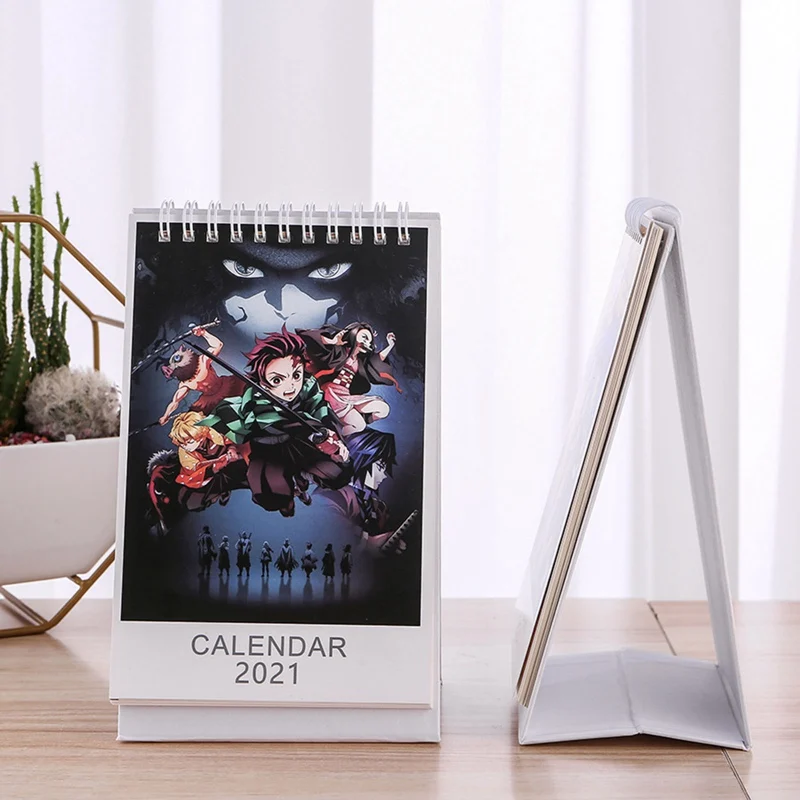 

2021 Anime Demon Slayer Kimetsu No Yaiba Desk Calendar Kamado Tanjirou Cartoon Figure Desk Calendars Daily Schedule Planner
