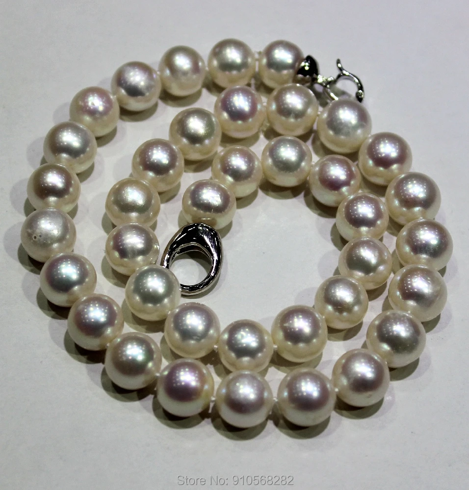 

Круглое красивое ожерелье AAAA + с белым пресноводным жемчугом, 11-11,5 мм, 18 дюймов, ожерелье и коробка