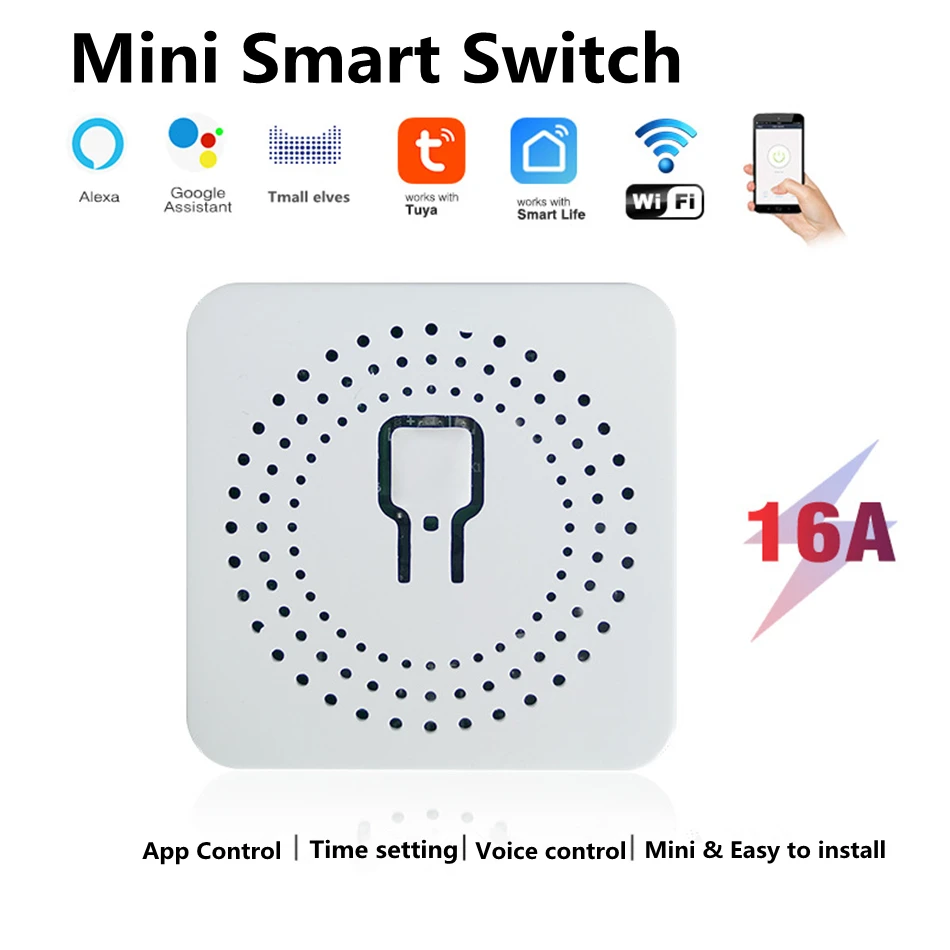 16A Мини Смарт Wi-Fi для переключателя сделай сам поддерживает связь с 2-мя способ