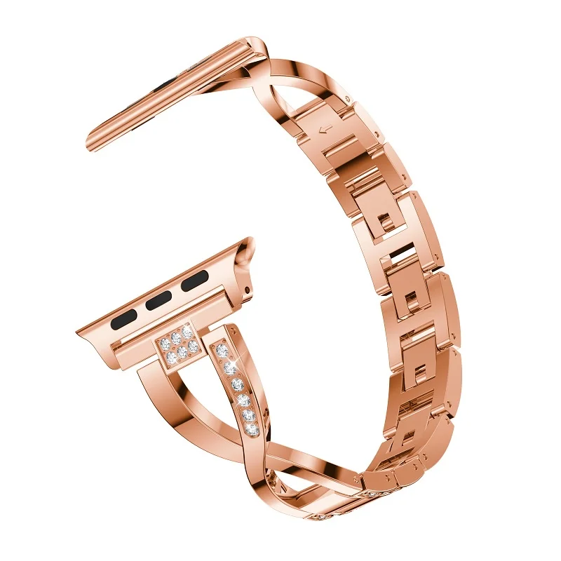 Ремешок из нержавеющей стали для Apple Watch 7 SE 6 5 4 Band 41 мм 45 браслет со стразами