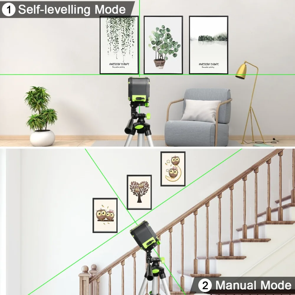 

Huepar Self-leveling Laser Level with Rechargeable Li-ion Battery- Green Beam Cross Line Laser Level with Pulse Mode laser Tool