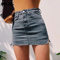 aproms black blue denim shorts skirts for women 2021 sexy high waist side split bodycon shorts streetwear fashion slim bottoms