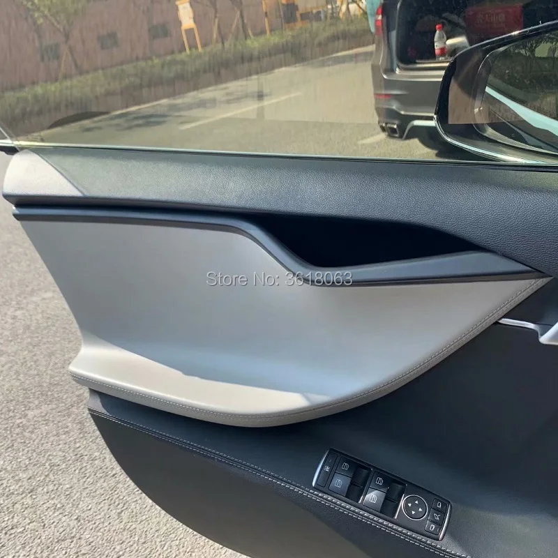 Для Tesla модель S углеродное волокно автомобиля внутренняя дверная панель полоса крышка двери внутренний стикер для подлокотника отделка Аксессуары для укладки
