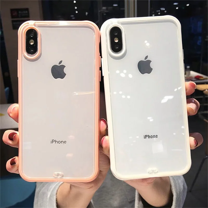 Прозрачный противоударный бампер силиконовый чехол для телефона iPhone 11 Pro X XS XR Max 6