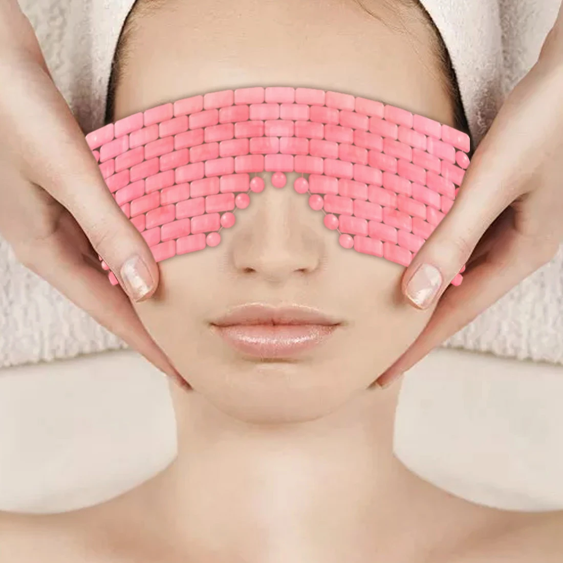 

Drop Shipping Eye Massage Mask 100% Natural Rose Quartz Facial Massager Cooling Mask for Anti-wrinkle Eye Massage Relaxation