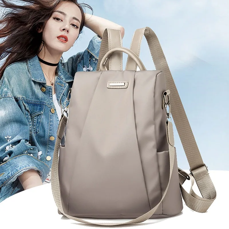 

2021 Hot Women's Backpack Casual Nylon Solid Color School Anti-theft Travel Bag Fashion Detachable Shoulder Strap Shoulder Bag