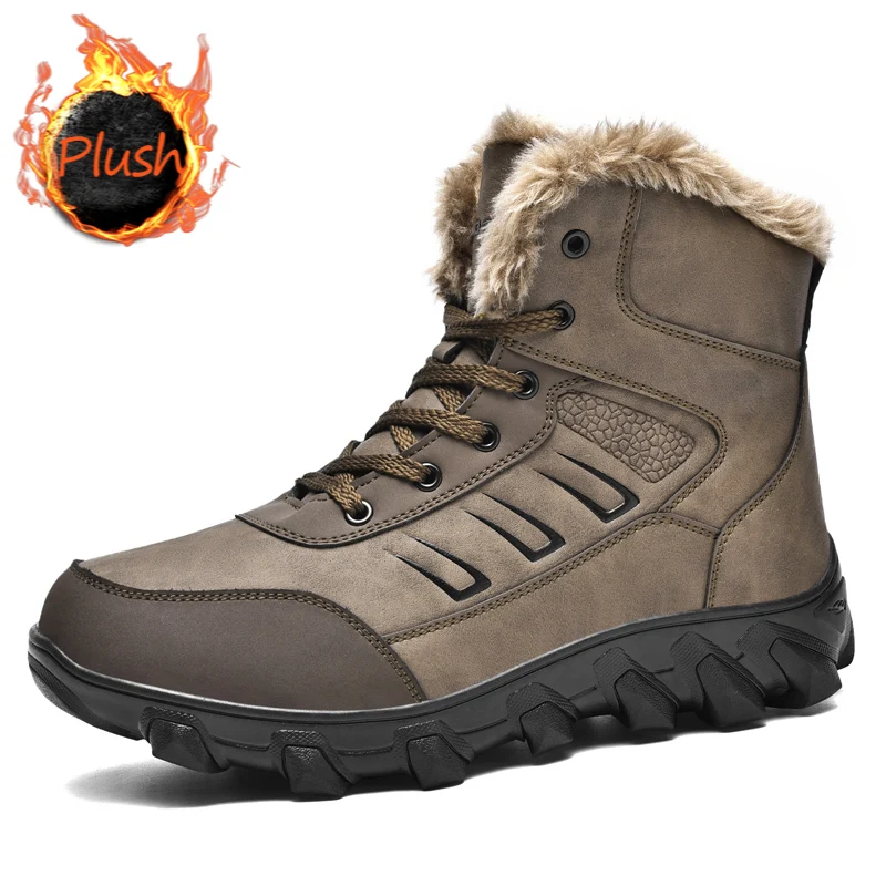 

Hiking Shoes Winter Fur Mens Winter Sneakers male Mens Running Shoes Mid-Top Waterproof Boots Men Non Slip Sneakers With Fur