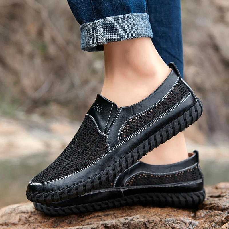 Кроссовки мужские прогулочные дышащие сетчатые повседневные без застежки