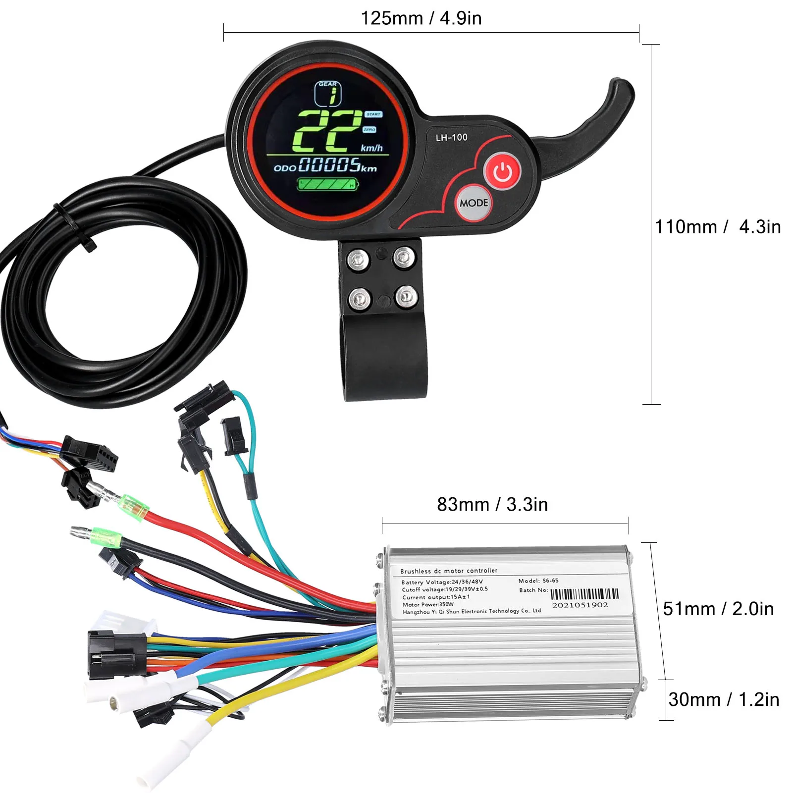 Motor Brushless Controller Waterproof LCD Display Control Panel 24V-48V 350W Electric Bicycle Scooter Kit | Спорт и развлечения