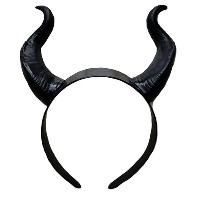 Обруч для волос, черная длинная повязка на голову с бычьим Рогом, Хэллоуин, демон, злая королева, обруч для волос, готический костюм для косплея, D5QB