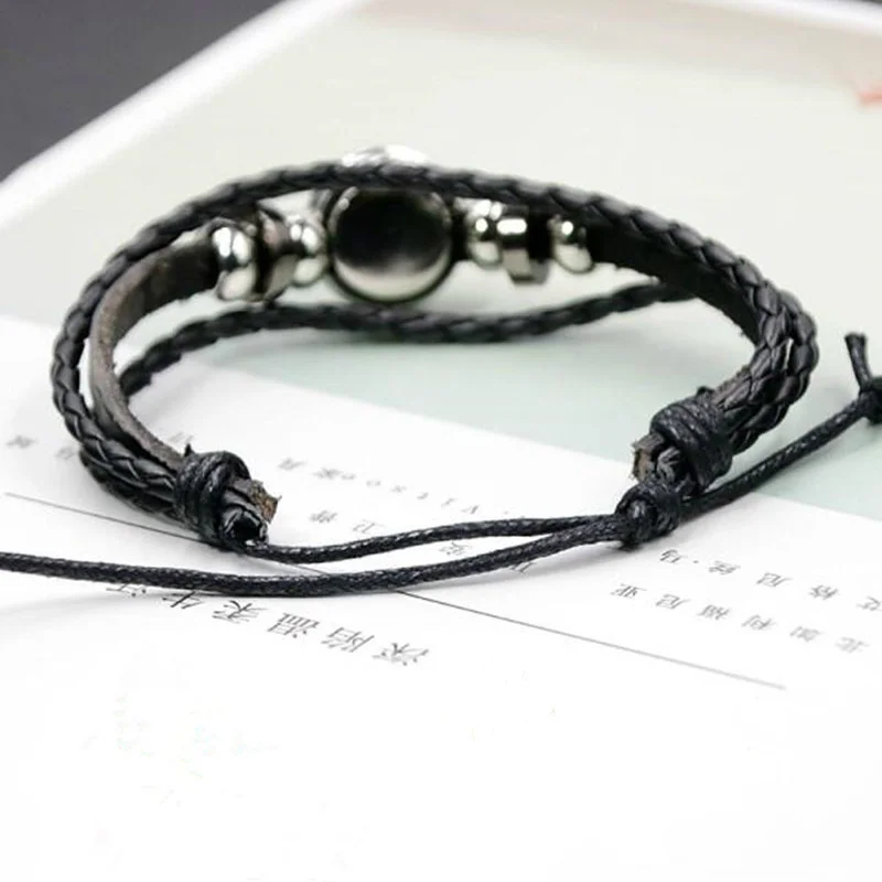 Светящийся кожаный браслет с 12 созвездиями плетеный для мужчин и женщин