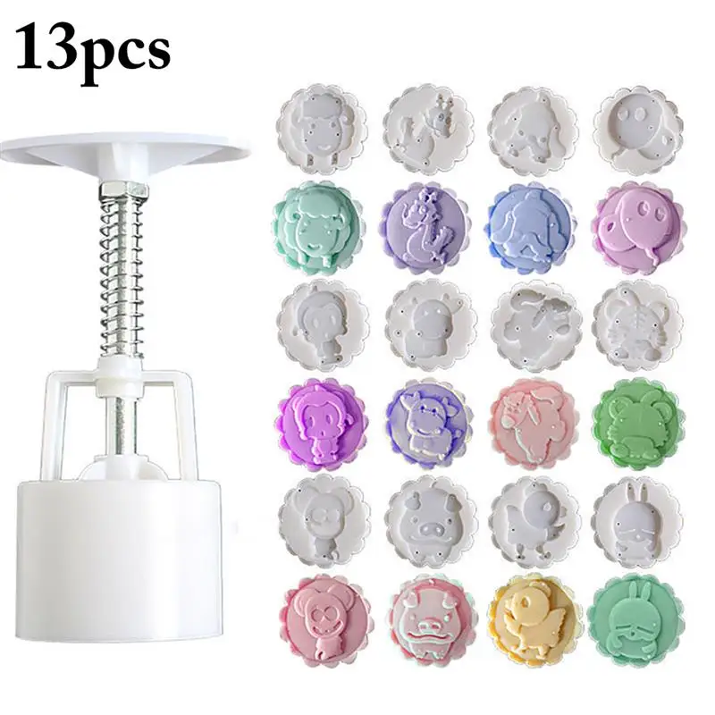 

Creative DIY Round Mooncake Mold Plastic Baking Pastry Tools Hand Press Cake Plunger Moon Cake Stamps Kitchen Baking Tools