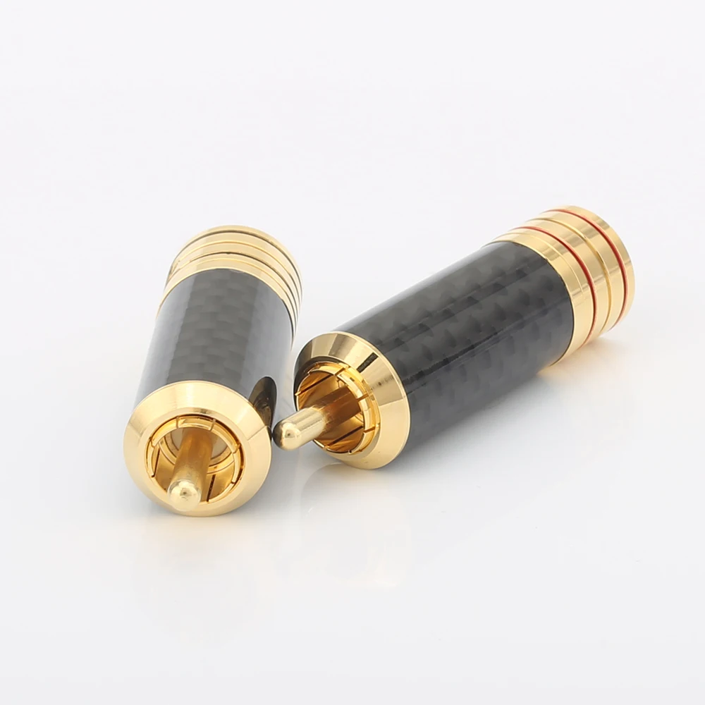 4 шт. Hifi США медь Позолоченные углеродного волокна RCA разъем высокого