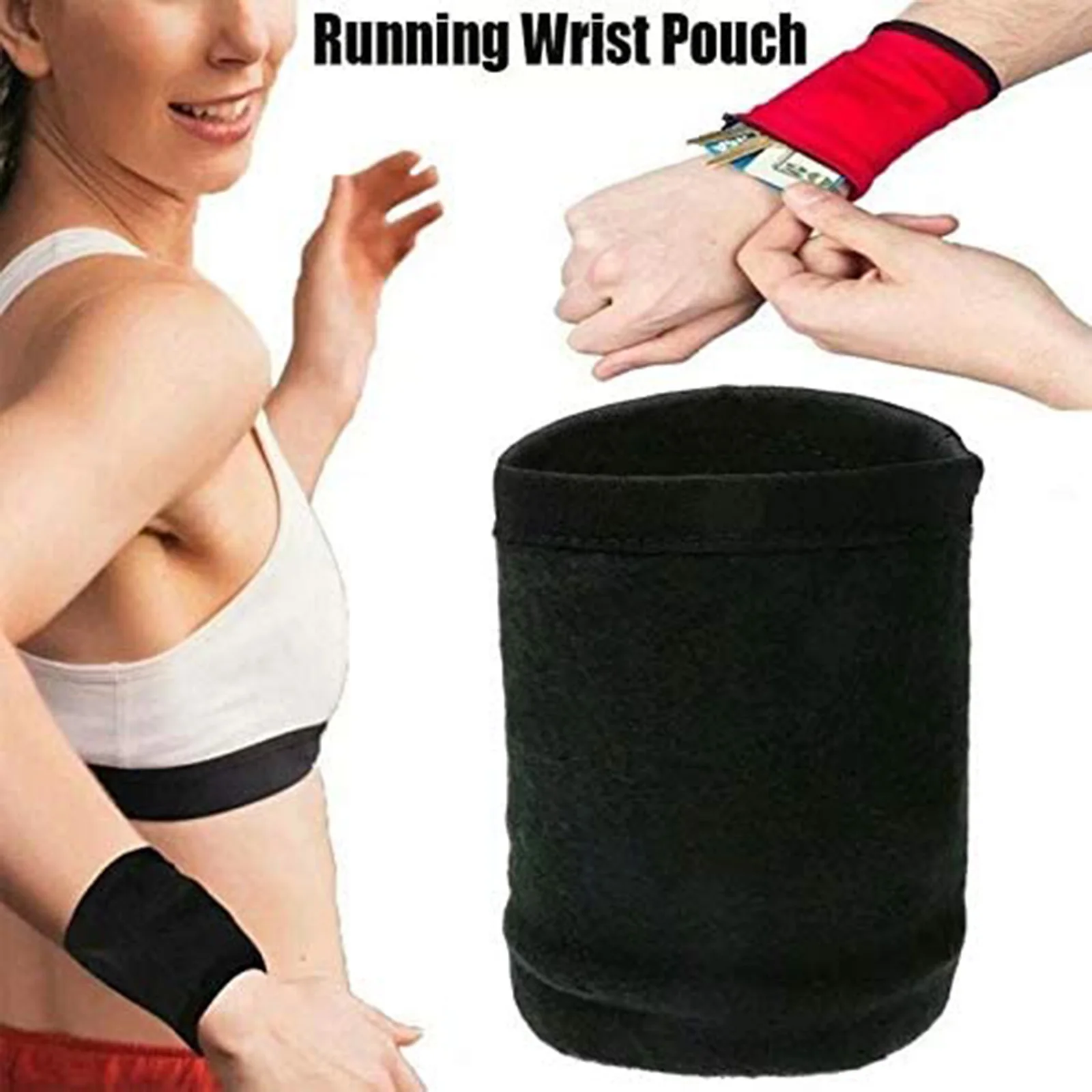 

Wrist Pouch Zipper Wrist Pouch Wristband Sweatband Wrist Wallet for Keys Money Cards Running Fitness Cycling Walking FK88