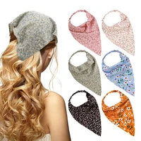 new flower print bandana colorful floral turban triangle scarf elastic headband for girls women hair accessories