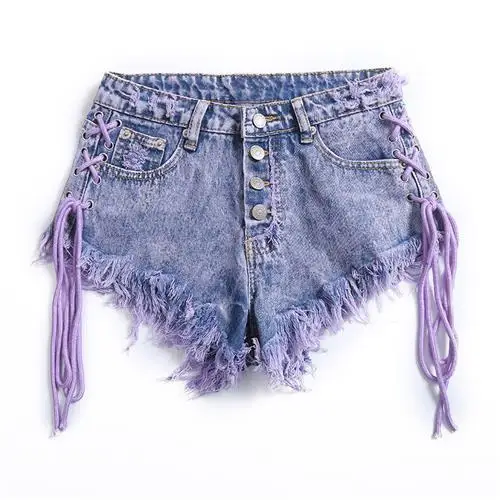 

HStar Female Bandage Denim Shorts Women High Waist Sexy Shorts Summer Micro Mini Jean Denim Short Mujer