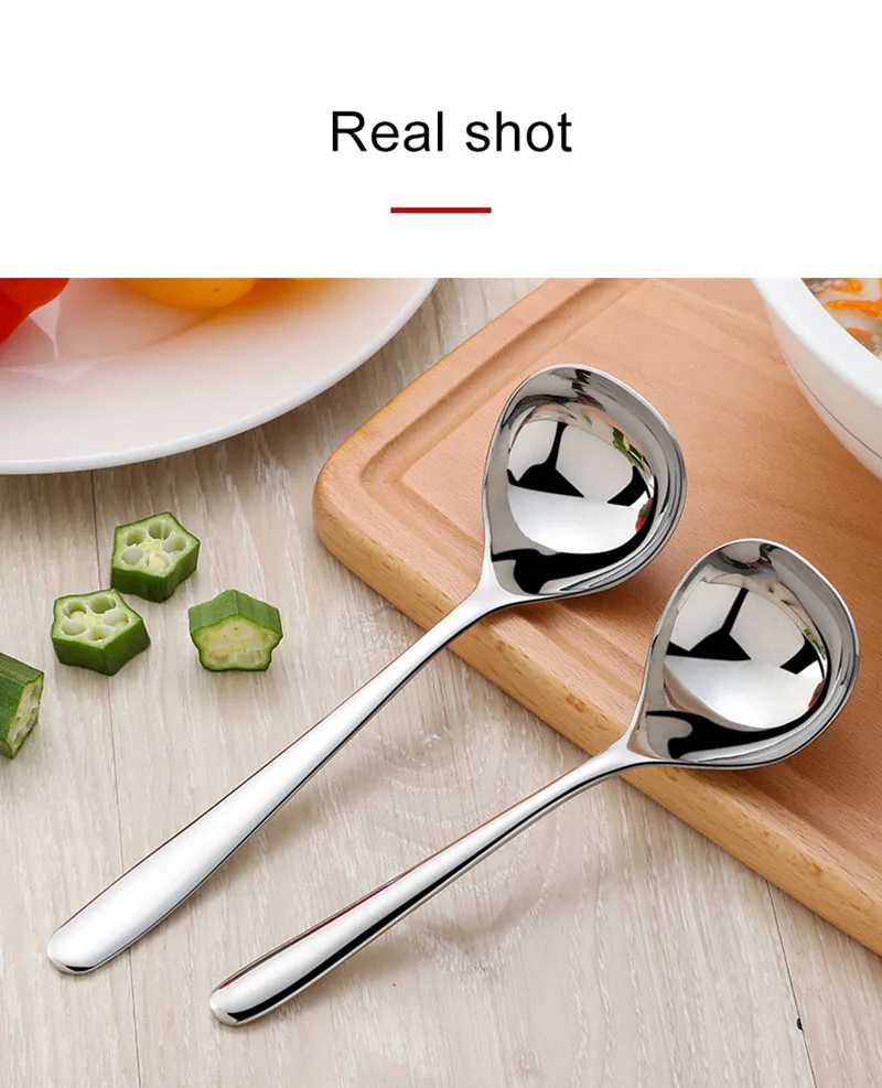 Korean Stainless Steel Thickening Spoon Creative Long Handle Hotel Hot Pot Spoon Soup Ladle Home Kitchen Essential Tools h2