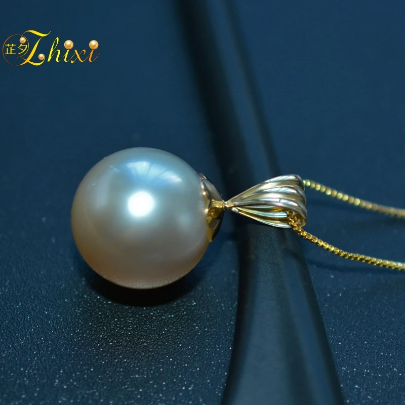 ZHIXI новый стиль высокого качества 9 14 мм круглая белая жемчужина Южных морей