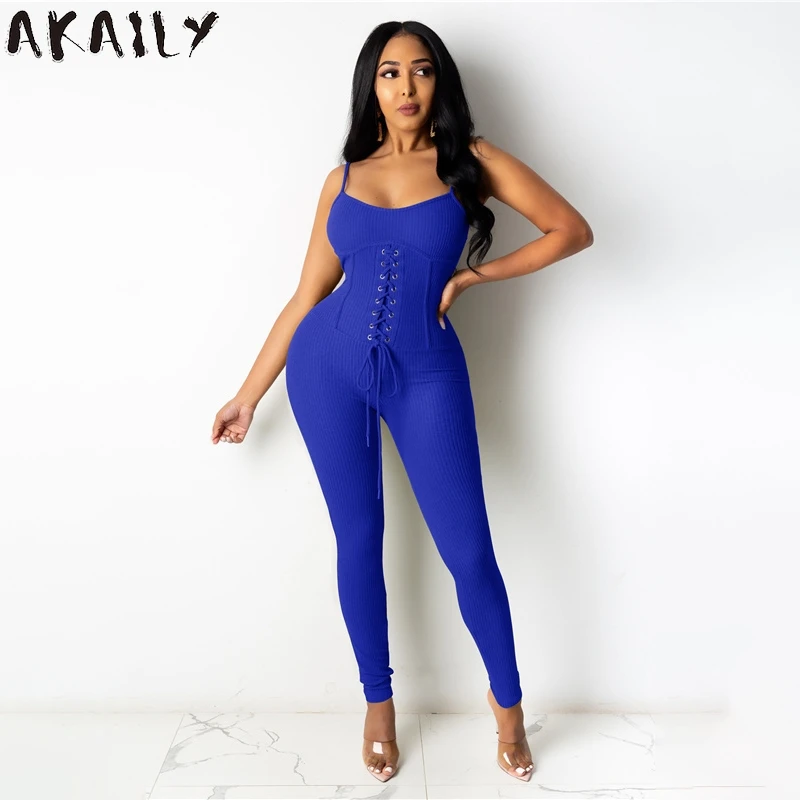 

Летняя уличная одежда Akaily, черный бандажный комбинезон, женский тонкий комбинезон на бретелях-спагетти с открытой спиной, повседневный Цел...