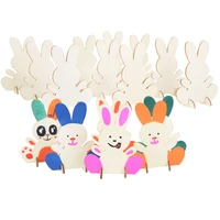 10pc 7cm easter wooden bunny ornaments diy childrens handmade painting blank wood chips painted gift for kid holiday decoration