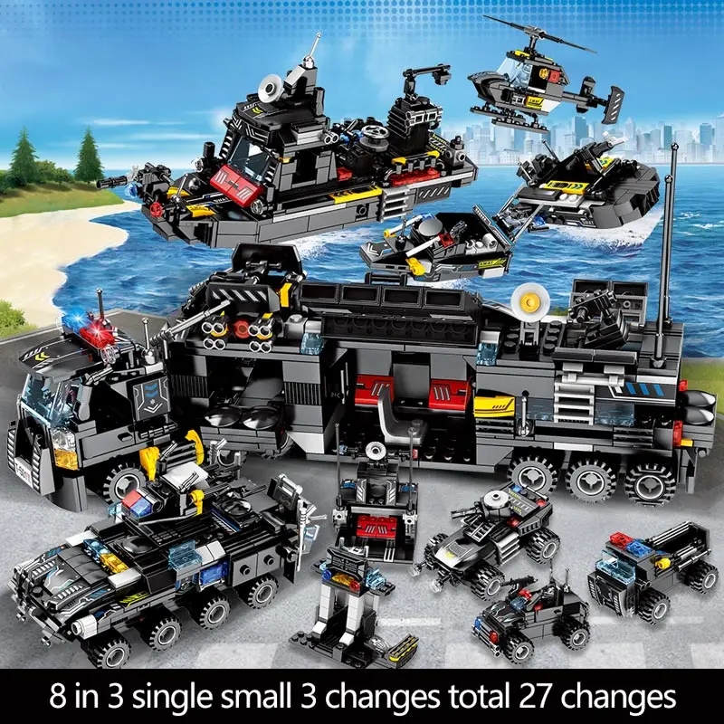 Совместимые SWAT военные серии грузовик автомобиль строительные блоки для