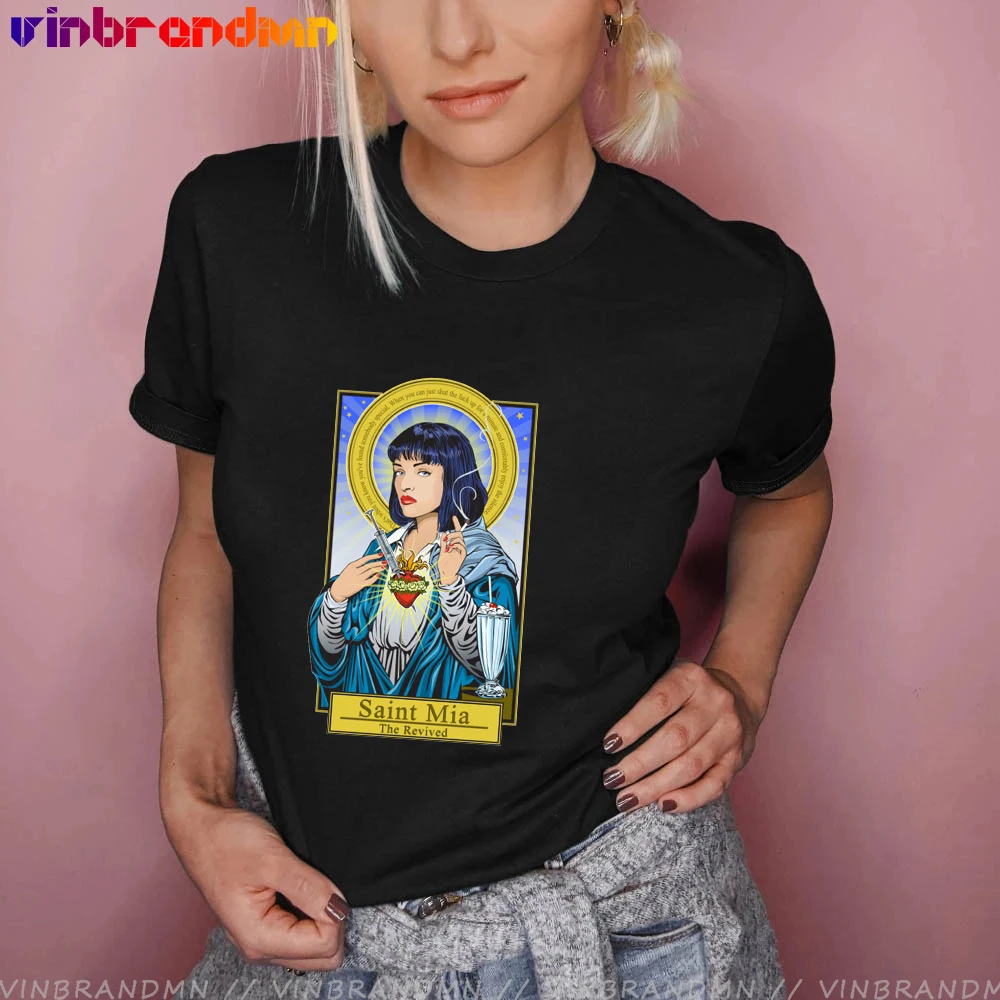 

Pulp Fiction Movie Funny Print T Shirt Women Mia Summer Saint Mia T-shirt Fashion Virgin Mary Mia Tshirt Top Tees gift tee shirt