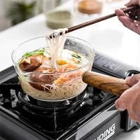 glass sauce pan with wooden handle milk pot cookware cooking for salad noodles soup pot gas stove electric ceramic heaters pans