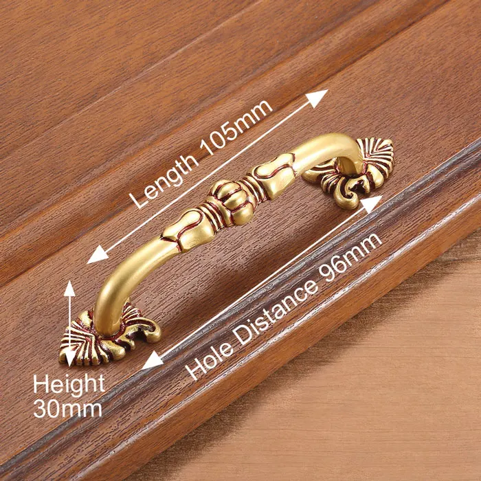 Handle-T1009-96 KAK медные латунные ручки шкафа для двери кухонного шкафа ручки для выдвижных ящиков Европейское винтажное Золотое оборудование для обработки мебели - Цвет: Handle-T1009-96
