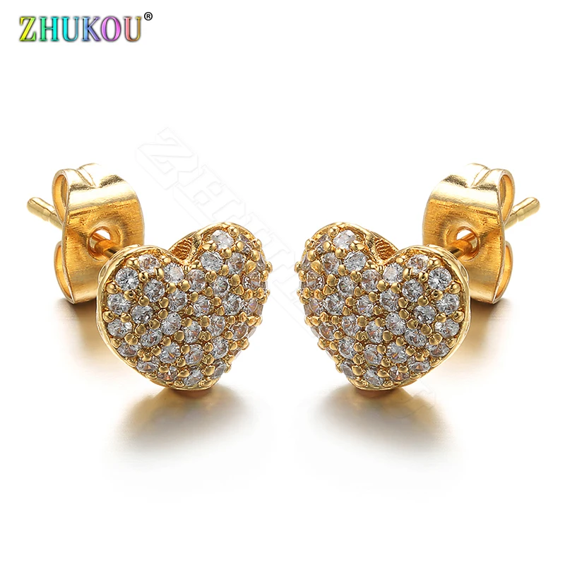 ZHUKOU пара сережек в форме сердца модные милые серьги гвоздики для женщин и девушек